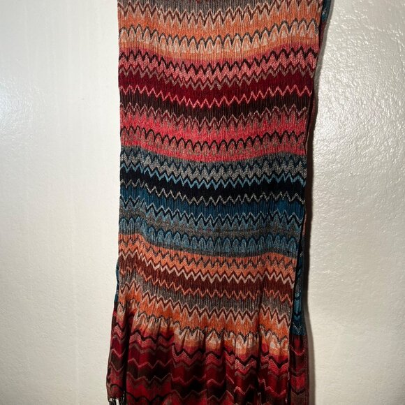 2 Chic Multicolor Chevron Pattern Fringe Scarf Acrylic Soft Lightweight Stretch - Picture 10 of 16